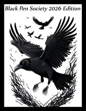 Load image into Gallery viewer, 2026 Black Pen Society book cover with a bold raven, inspired by the Model 40 M Franklin-Christoph fountain pen.