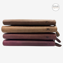Load image into Gallery viewer, Franklin-Christoph 20 pen case in brown, black &amp; brown, maroon, and burgundy boot leather with embossed logo.