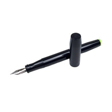 Load image into Gallery viewer, Franklin-Christoph Model 45XL fountain pen in midnight blue with a nuclear green accent. Features a classic design with no clip and a fine nib.
