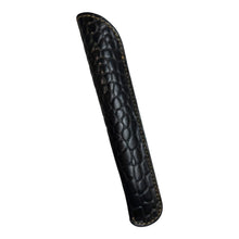 Load image into Gallery viewer, Franklin-Christoph black croc leather single pen sleeve with creme stitching. Designed to expose pen top.