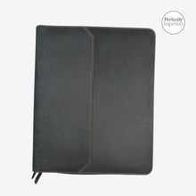 Load image into Gallery viewer, Franklin-Christoph black leather 40 pen case with brown piping and creme stitching. Imperfectly perfect, may have minor scratches.
