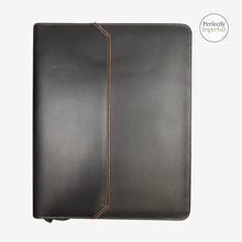 Load image into Gallery viewer, Franklin-Christoph black leather 40 pen case with brown piping and cream stitching, imperfectly perfect.