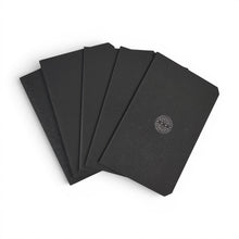 Load image into Gallery viewer, Franklin-Christoph 5-pack of black pocket notebook refills with blank pages and a small Celtic knot design.