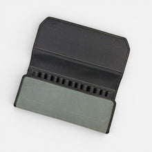 Load image into Gallery viewer, Franklin-Christoph Lucky 13 canvas pen case in grey and black with 13 slots and hidden magnet closure.