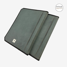 Load image into Gallery viewer, Franklin-Christoph A5 size grey canvas padfolio with stitching detail and interior pockets. Features a distressed canvas material.