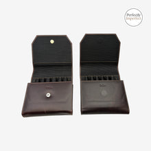 Load image into Gallery viewer, Franklin-Christoph Penvelope 6 case in maroon FxCel leather with 6 pen slots and snap closure.