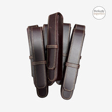 Load image into Gallery viewer, Franklin-Christoph maroon FxCel leather one pen case with flap and band closure. Classic styling, soft smooth touch.