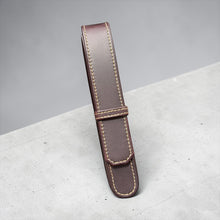 Load image into Gallery viewer, Franklin-Christoph maroon FxCel leather one pen case with flap and band closure.