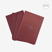 Load image into Gallery viewer, Franklin-Christoph maroon A6 notepads with thick cardstock covers and embossed logo. Perforated pages.