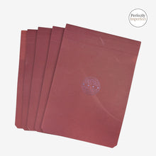Load image into Gallery viewer, Franklin-Christoph maroon A6 notepads with beveled corners and perforated pages. Pack of 5.